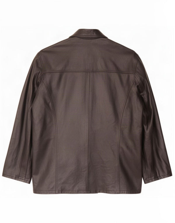 Bayside Giacca in pelle doppio petto da uomo UK 44 2XL Nero