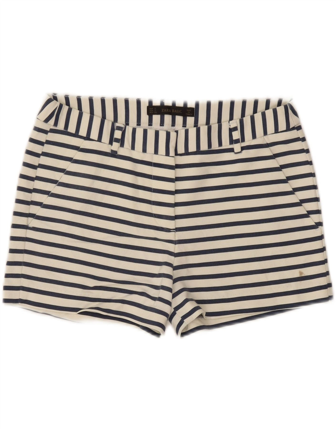 Pantaloncini chino da donna Zara piccoli W26 in cotone a righe bianche