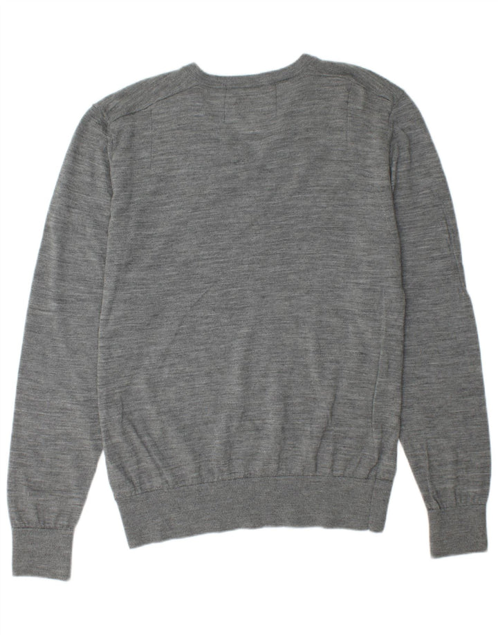 ALL SAINTS Mens V-Neck Jumper Sweater 2XL Grey Wool