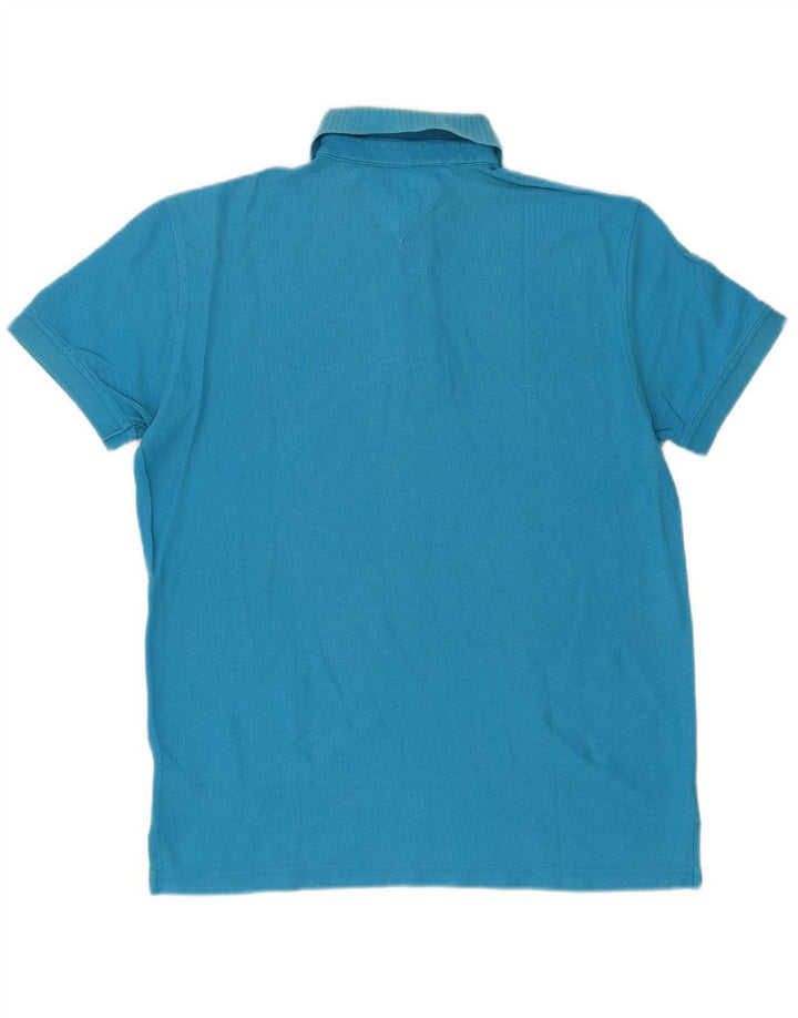 TOMMY HILFIGER Mens Regular Fit Polo Shirt Medium Blue Cotton