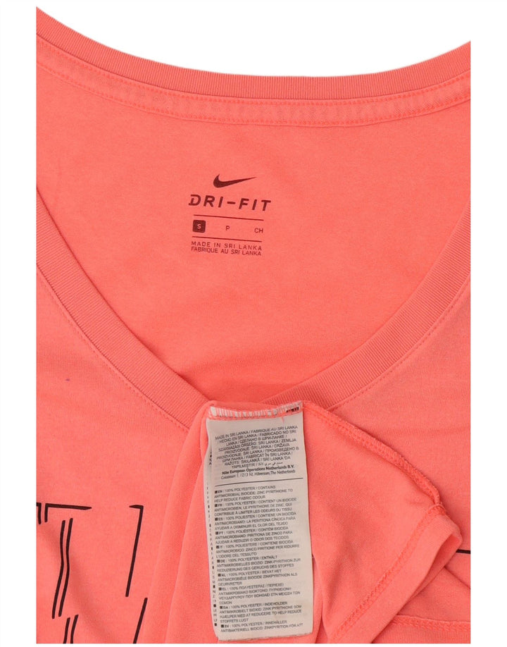 T-shirt grafica Nike Dri Fit da donna, taglia UK 10, piccola, rosa, in poliestere