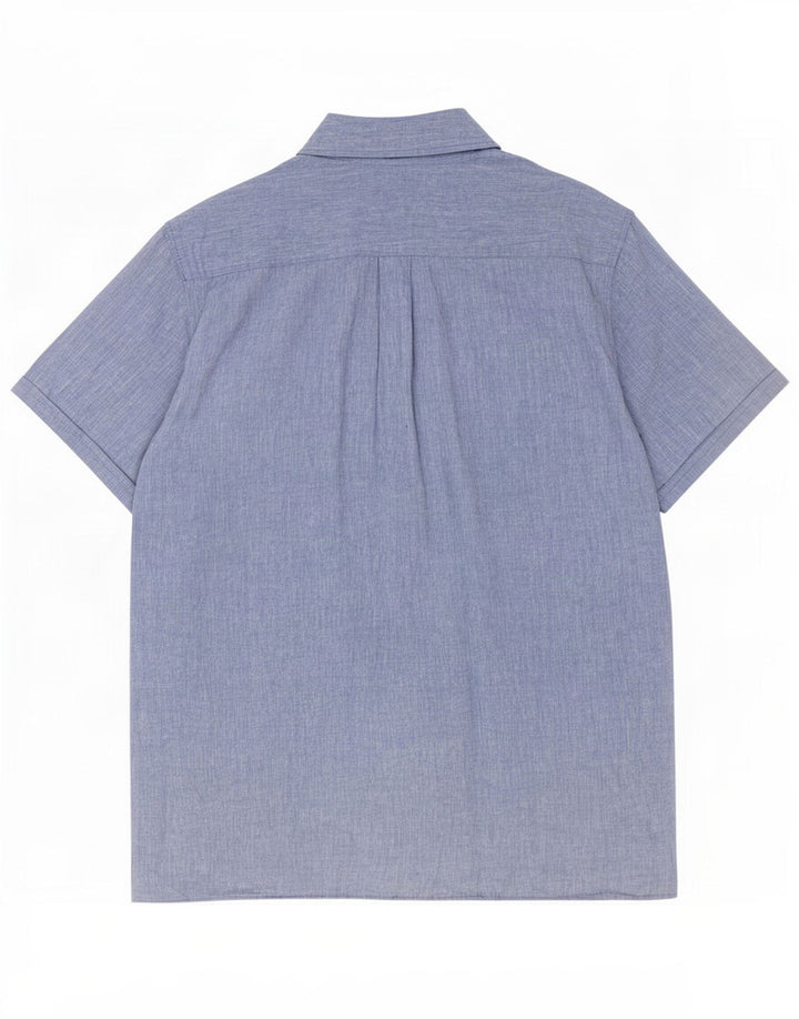 Camicia Barbour da uomo a maniche corte, vestibilità regolare, grande lino blu
