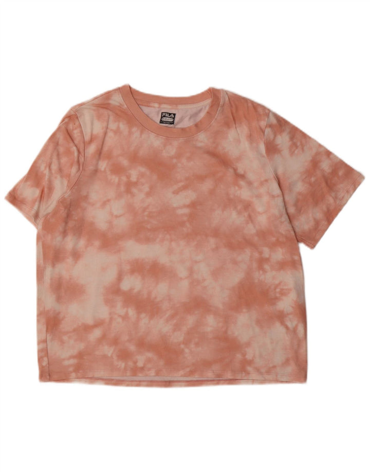 T-shirt da donna FILA Top UK 12 cotone tie dye rosa medio