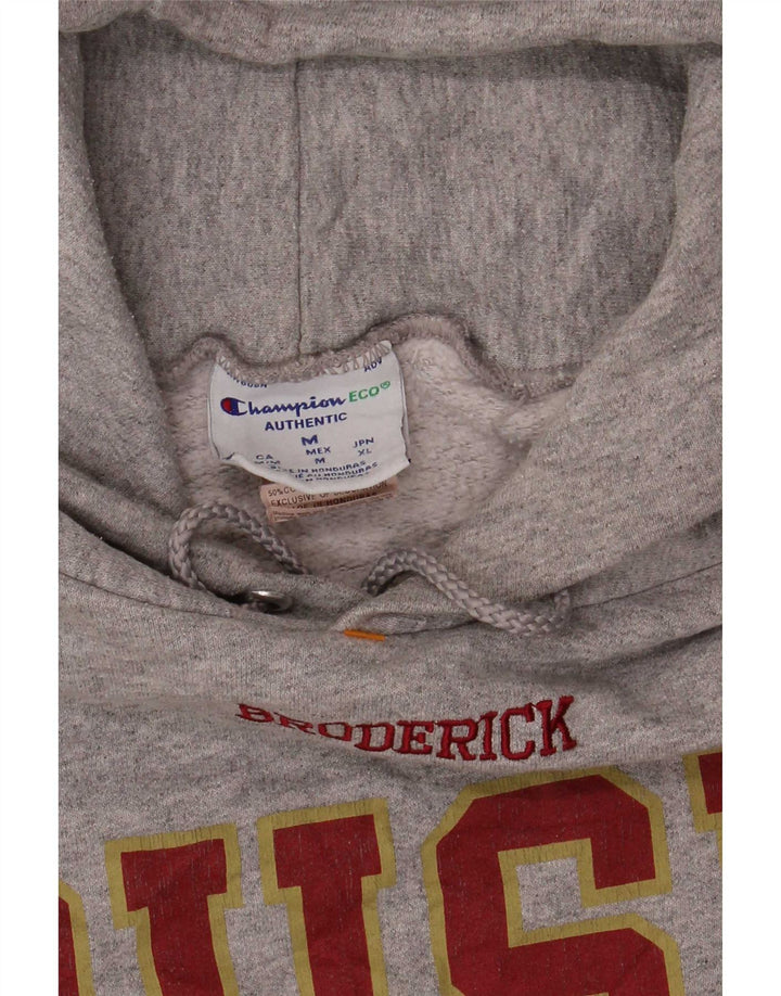 Maglione con cappuccio grafico da uomo Champion in cotone chiazzato grigio medio
