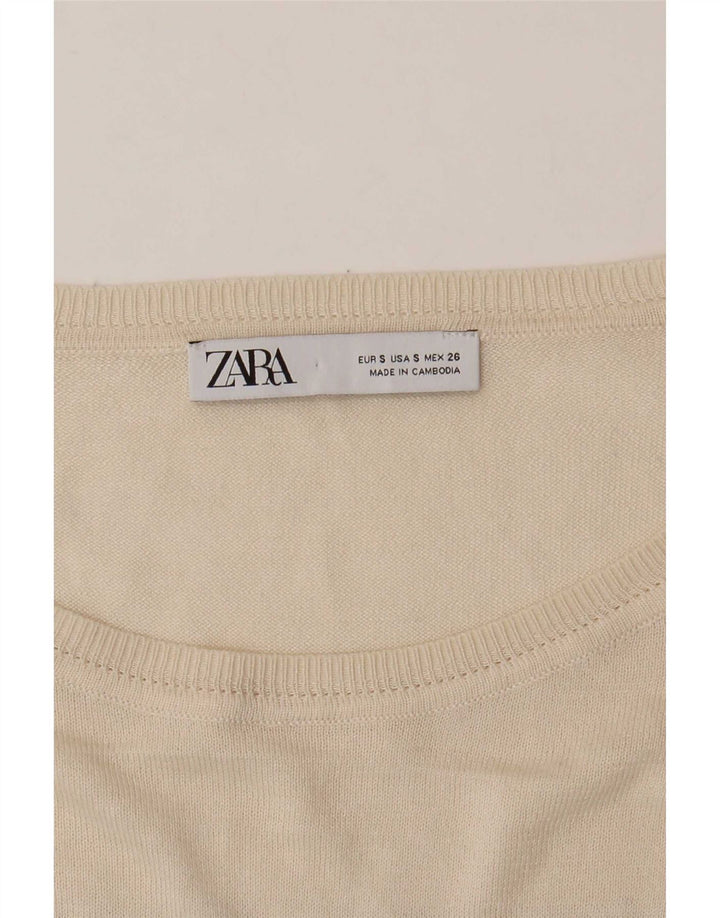 Top Bolero da donna Zara UK 10 piccolo a righe bianco sporco