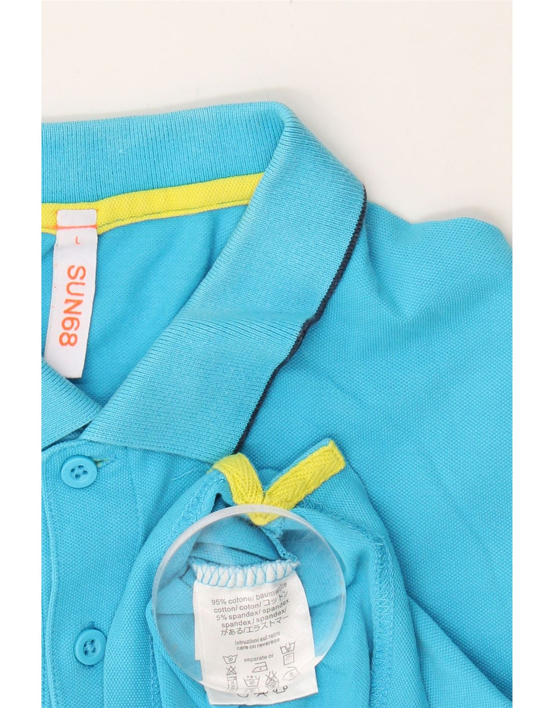 SUN68 Mens Polo Shirt Large Blue Cotton Vintage Sun68 and Second-Hand Sun68 from Messina Hembry 