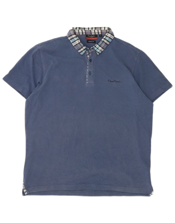 Polo da uomo dalla vestibilità regolare Pierre Cardin, in cotone a quadri blu grandi