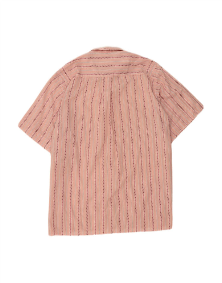 VINTAGE Mens Short Sleeve Shirt XL Pink Striped