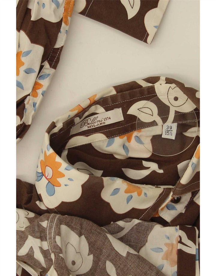Camicia da uomo Bellini Suze 39 15 1/2 Marrone medio floreale
