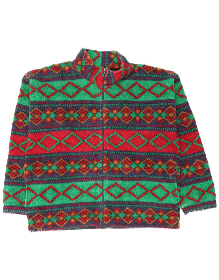 Giacca in pile vintage da uomo UK 42 XL multicolore geometrica