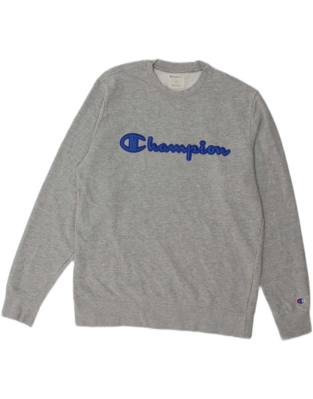 CHAMPION Mens Graphic Sweatshirt Jumper Medium Grey Cotton Vintage Champion and Second-Hand Champion from Messina Hembry 