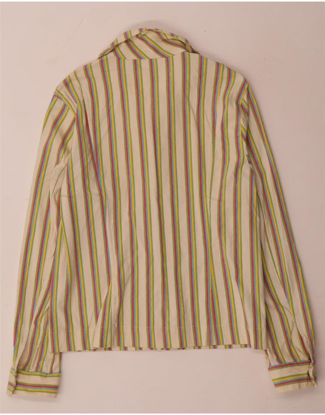 Camicetta Camicia Vintage da Donna IT 48 XL Cotone a Righe Multicolori