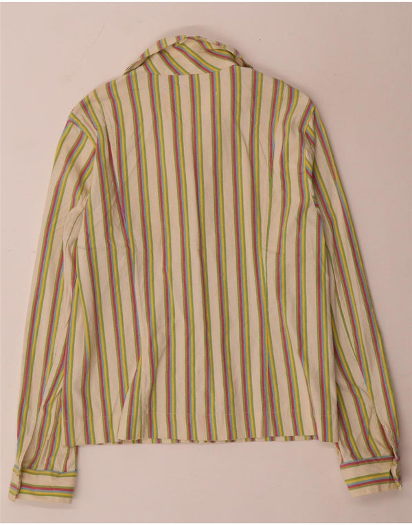 Camicetta Camicia Vintage da Donna IT 48 XL Cotone a Righe Multicolori