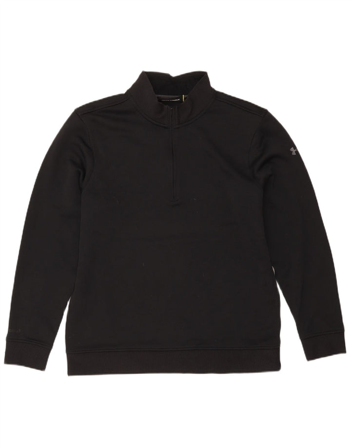 Felpa da uomo Under Armour con collo con zip, maglione medio nero in poliestere