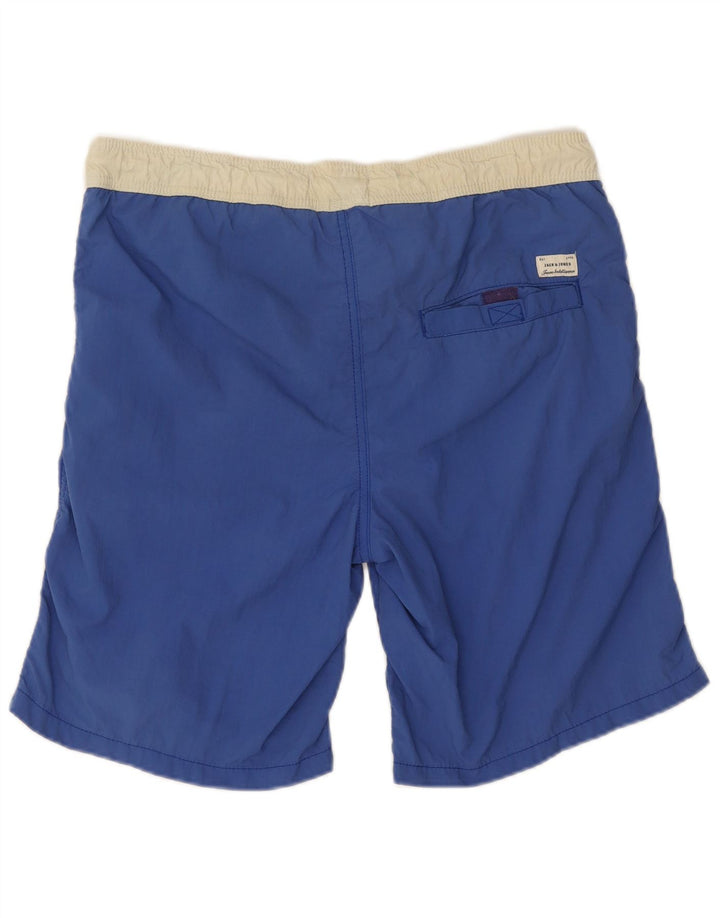 Pantaloncini da bagno grafici da uomo Jack & Jones piccoli in nylon color block blu