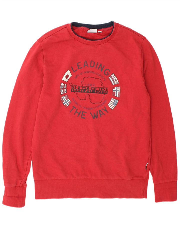 Felpa grafica da uomo Napapijri Maglione rosso medio in cotone