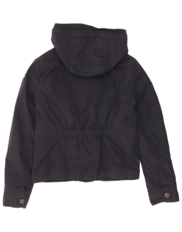 ABERCROMBIE & FITCH Girls Hooded Bomber Jacket 11-12 Years Large Navy Blue
