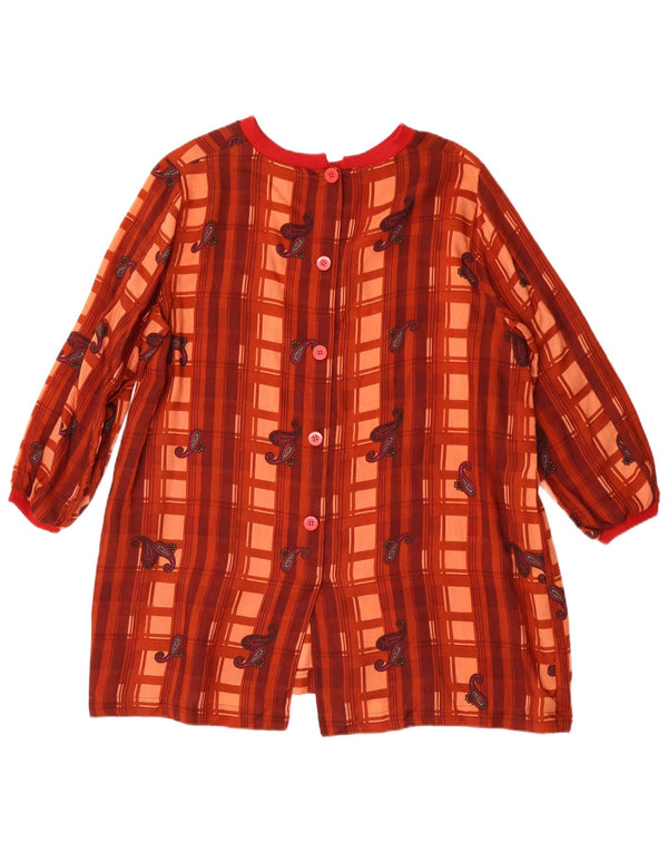 Camicetta vintage da donna con maniche a 3/4 UK 18 XL Rosso Paisley