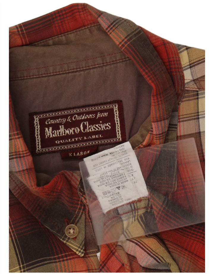 Camicia da uomo in flanella a quadri Marlboro Classics XL in cotone scozzese rosso