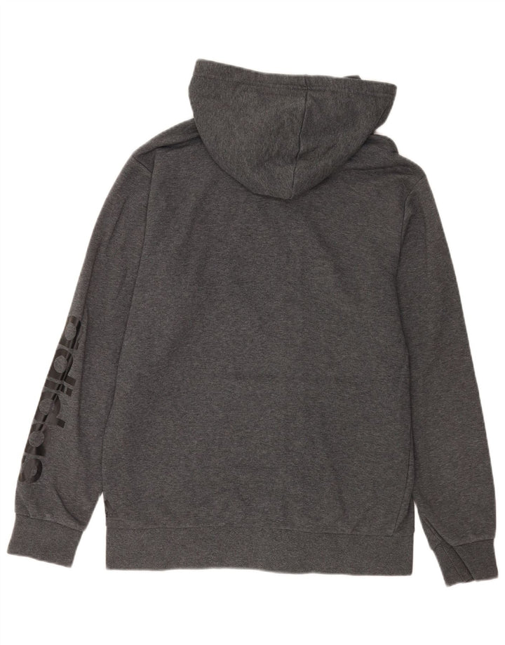 Maglione con cappuccio e zip grafica Adidas da uomo in cotone grigio medio