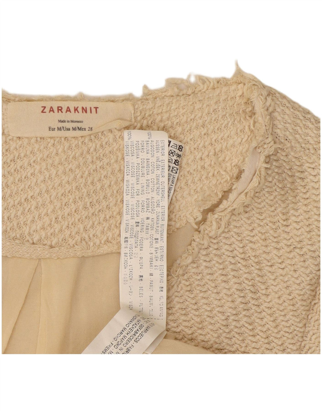 Giacca blazer aperta da donna Zara UK 12 Cotone beige medio