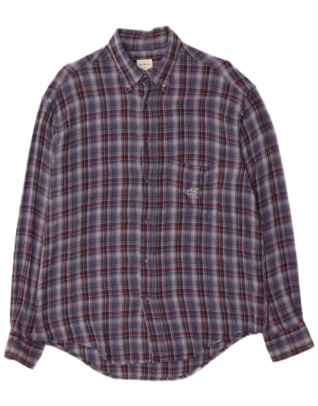 Calvin Klein Jeans Camicia da uomo in flanella a quadri blu grandi