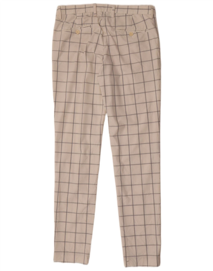 Pantaloni chino slim da uomo Zara EU 40 medio W31 L33 poliestere a quadri bianchi