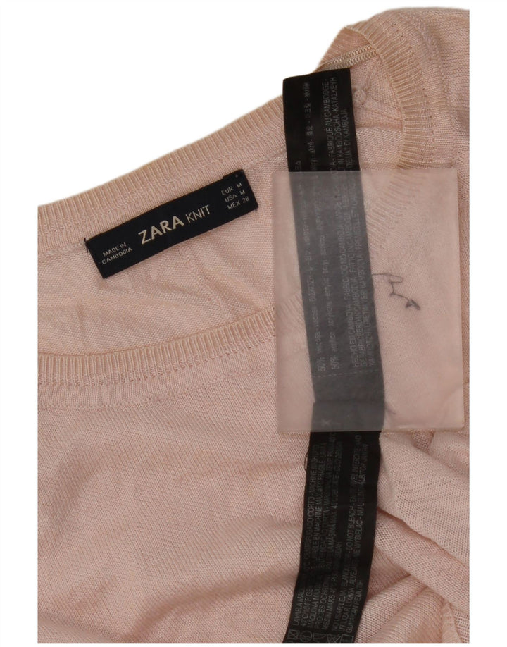 Maglione Zara da donna con scollo a barca UK 14 Viscosa rosa medio