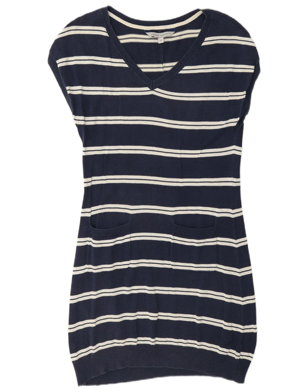 Crew Clothing Abito maglione senza maniche da donna UK 10 Piccolo a righe blu navy