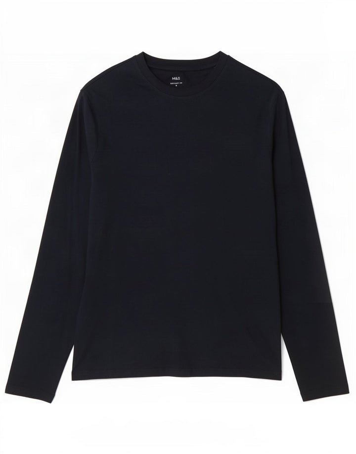 Marks & Spencer Maglia da uomo vestibilità regolare manica lunga piccola in cotone blu navy