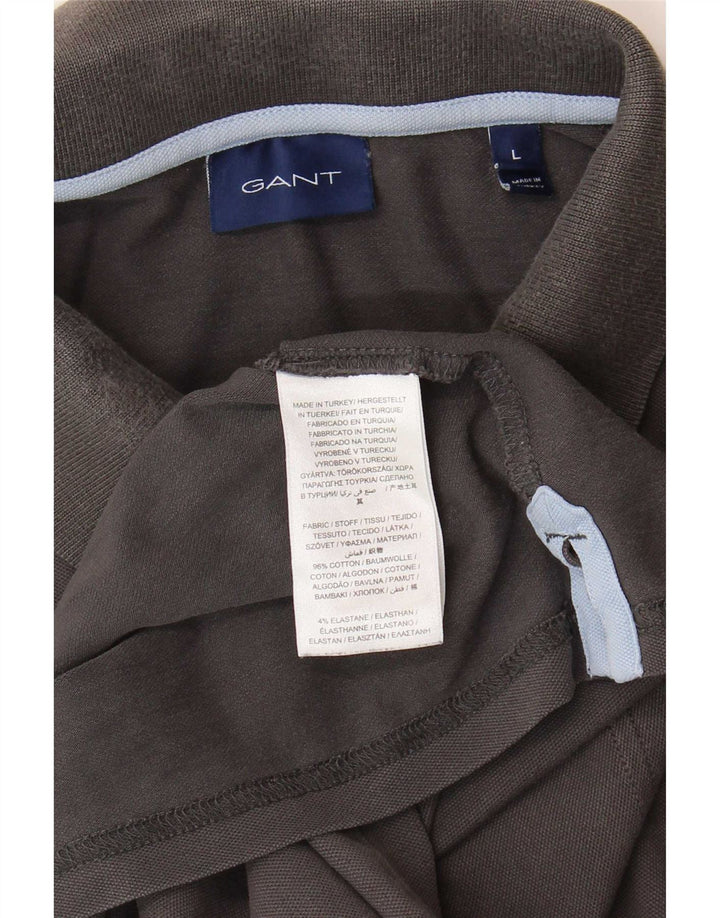 Polo da uomo Gant grande in cotone grigio