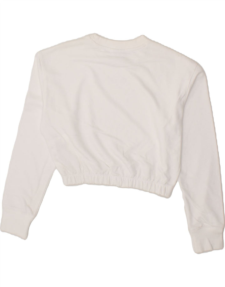 CHAMPION Womens Crop Sweatshirt Jumper UK 14 Medium White Cotton Vintage Champion and Second-Hand Champion from Messina Hembry 