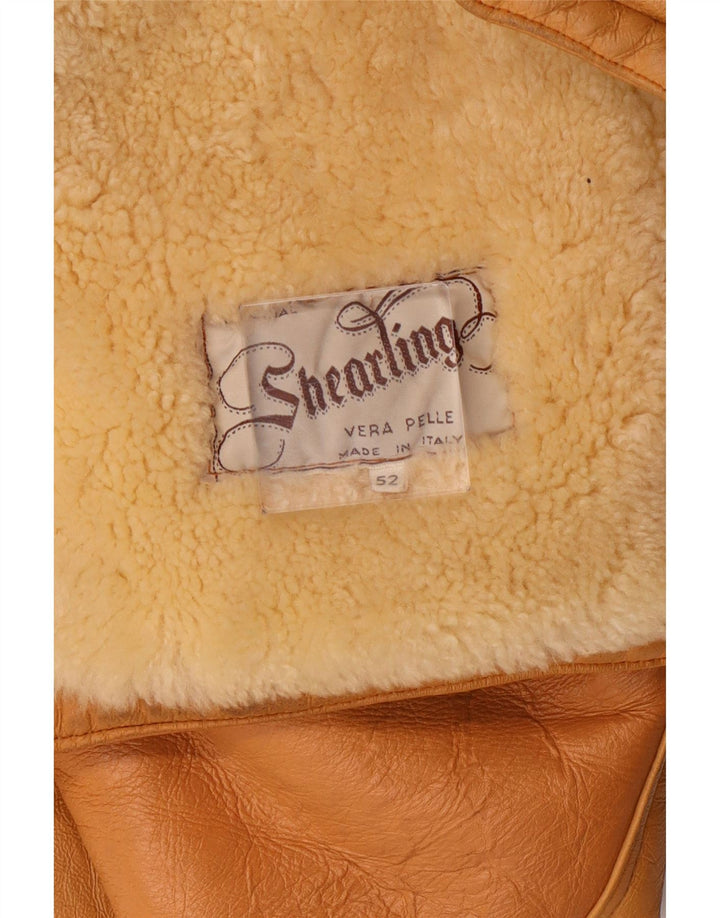 Giacca in shearling vintage da uomo IT 52 XL Shearling marrone