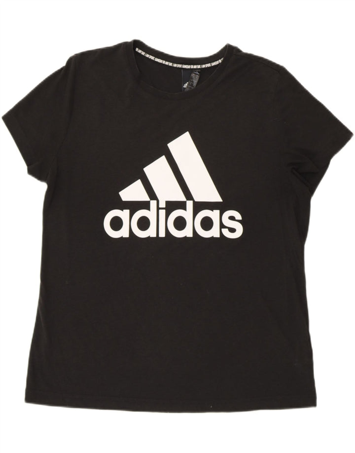 T-shirt grafica da donna ADIDAS Top UK 20/22 XL cotone nero