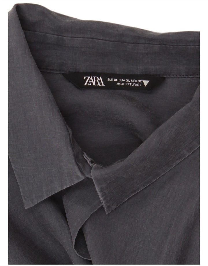 Camicia oversize lunga da donna Zara UK 18 XL Blu navy