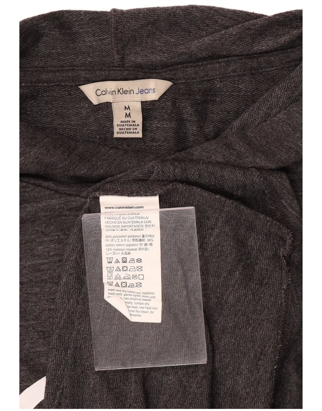 CALVIN KLEIN JEANS Maglia con cappuccio grafica da donna UK 14 Grigio medio