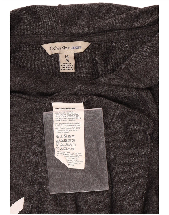 CALVIN KLEIN JEANS Maglia con cappuccio grafica da donna UK 14 Grigio medio