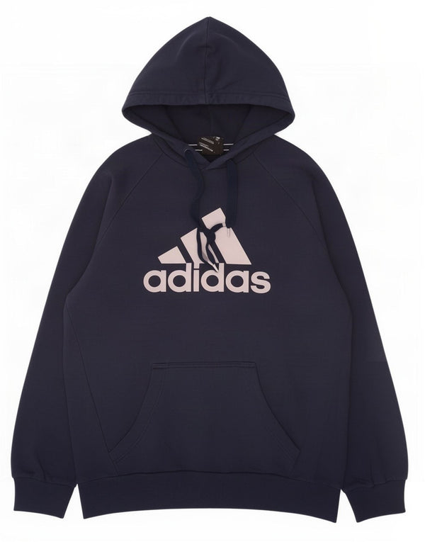 Felpa con cappuccio grafica da uomo Adidas media in cotone blu navy