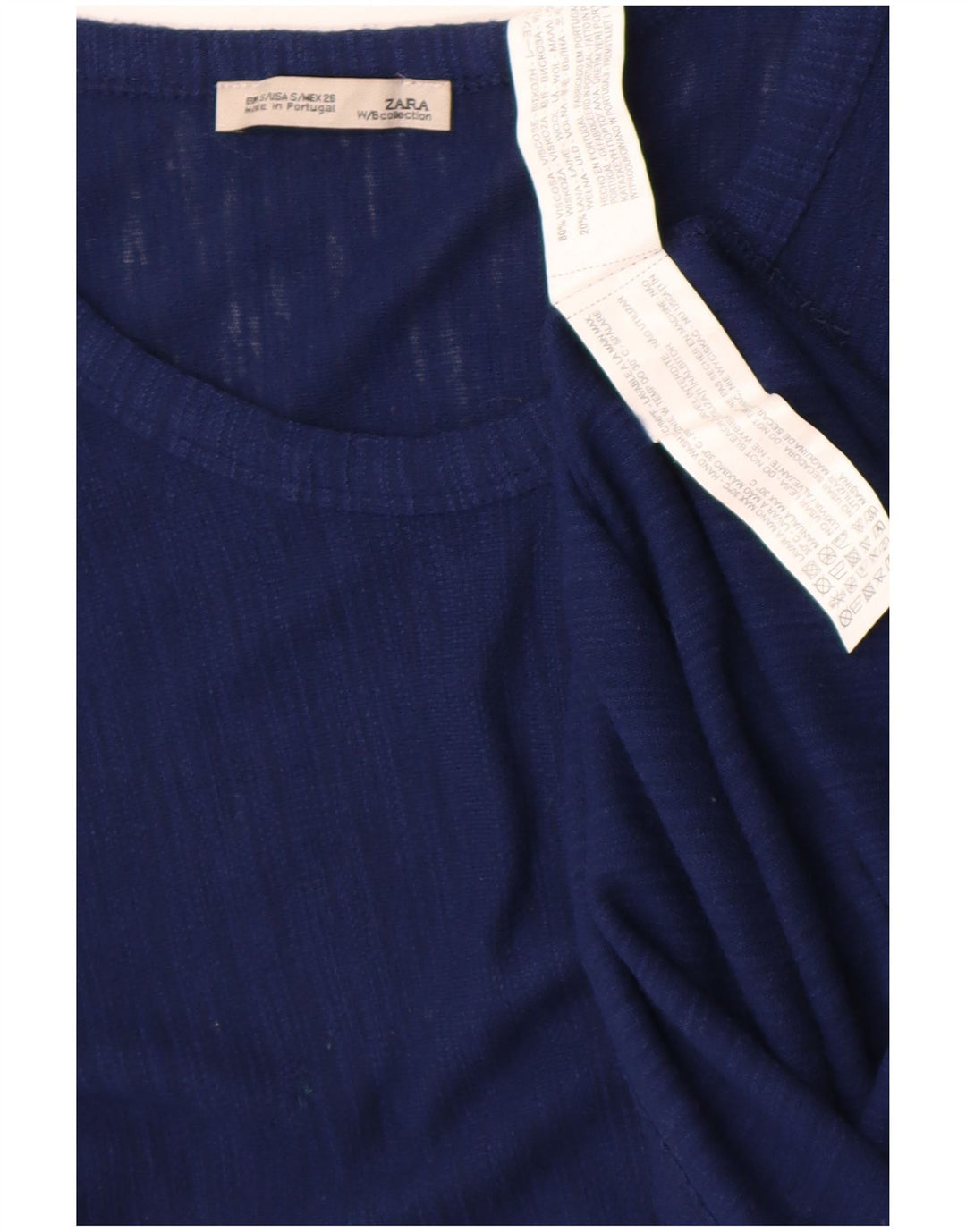 Top tunica asimmetrica da donna Zara UK 10 piccolo in viscosa blu