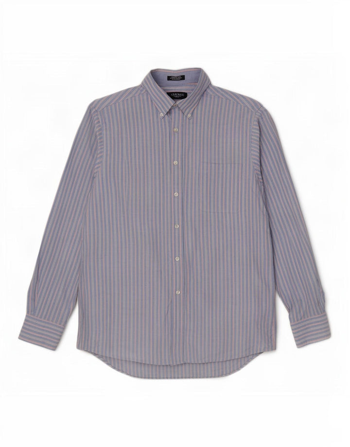 Camicia da uomo Classic Fit Chaps taglia 16 1/2 grande cotone a righe blu