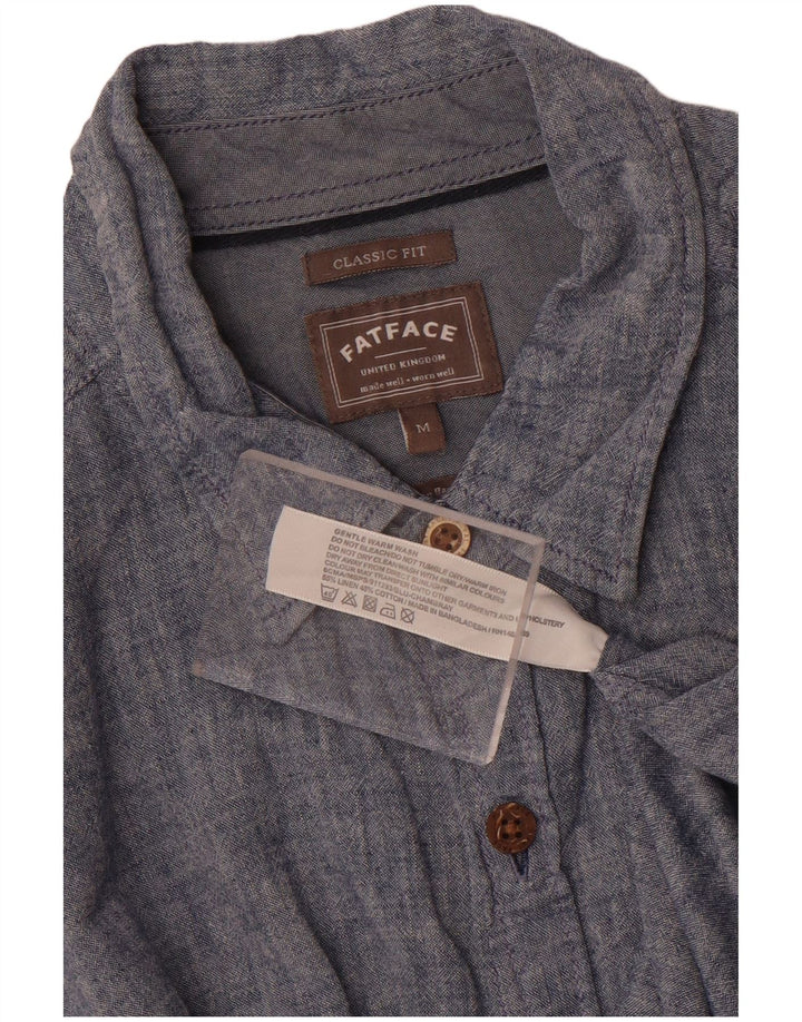 Camicia da uomo a maniche corte dal taglio classico Fat Face in lino blu medio