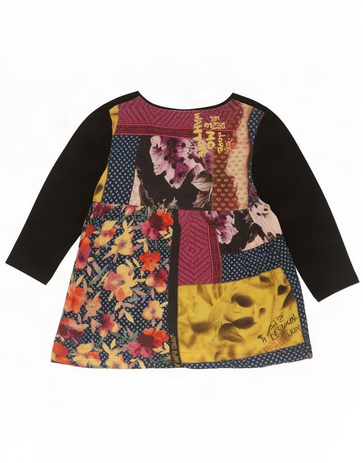 Desigual Camicetta a maniche lunghe grafica da donna Top UK 6 XS Nero Patchwork