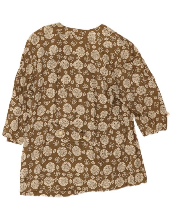 Camicetta vintage da donna con maniche a 3/4 IT 43 Acetato geometrico kaki medio