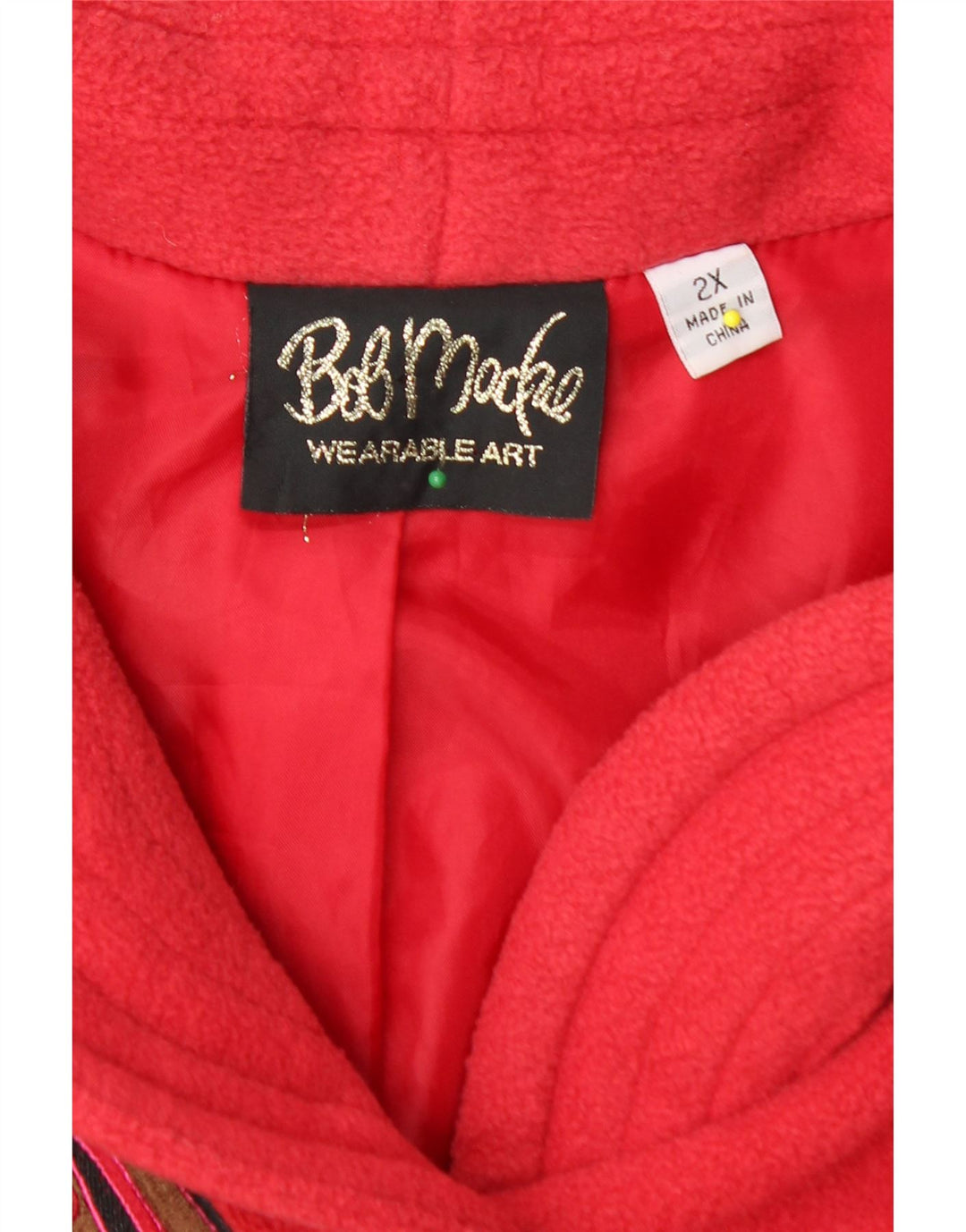 BOB MACKIE Cappotto in pile da donna dal taglio ampio UK 20 2XL Poliestere floreale rosso