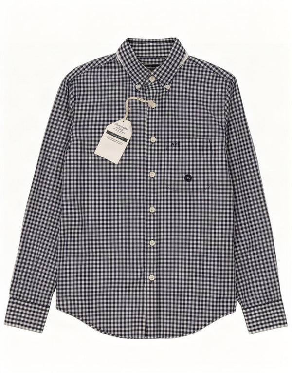 Camicia da uomo Abercrombie & Fitch XS in cotone a quadretti blu navy