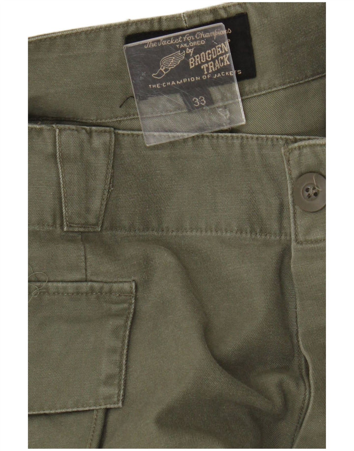 Pantaloni cargo dritti da uomo Brogden W33 L33 cotone verde