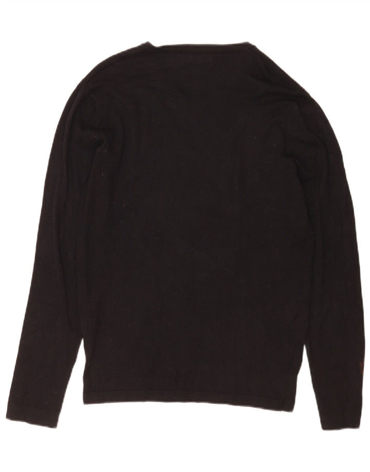 Maglione Zara da uomo con scollo a V in viscosa nera media