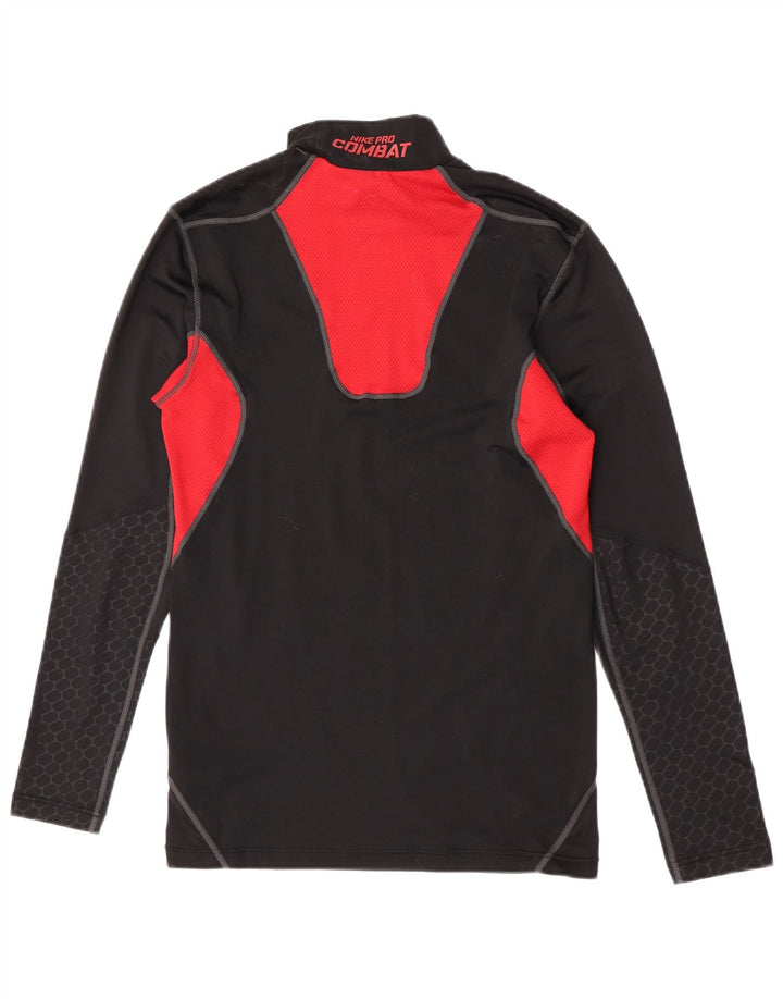 Nike Top a compressione da uomo a maniche lunghe, grande, in poliestere color block nero