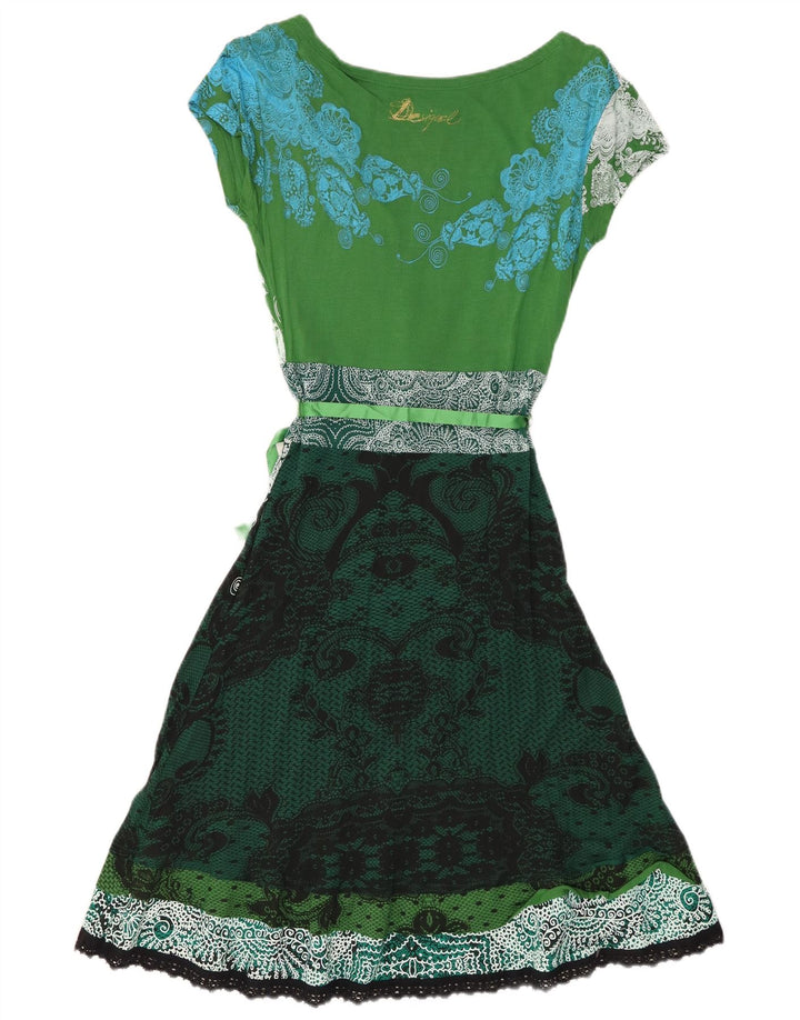 DESIGUAL Abito a trapezio da donna UK 12 Viscosa Paisley verde medio