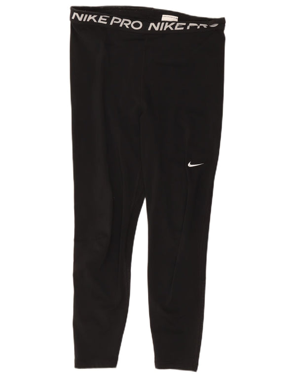 Leggings grafici Nike Dri Fit Crop da donna UK 14 Large Nero Poliestere